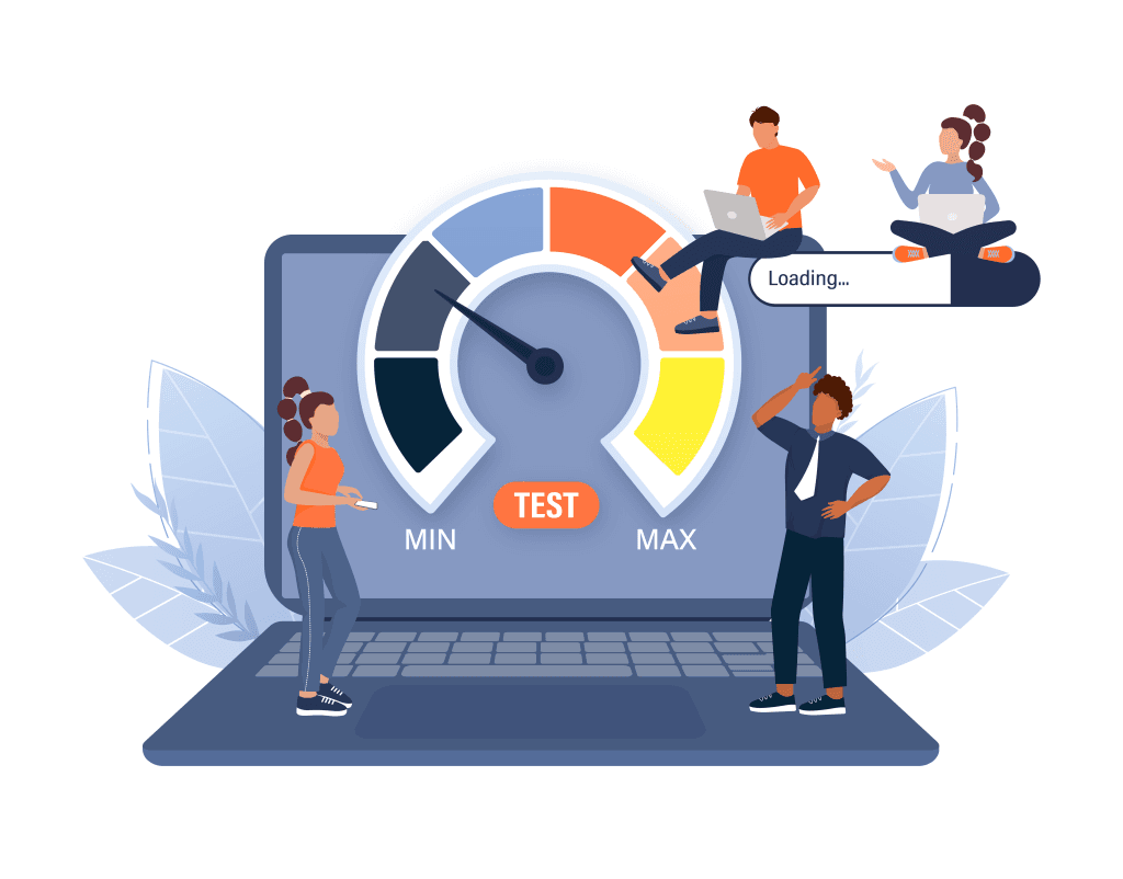 Illustration showing a fast-loading website and performance metrics improving user experience
