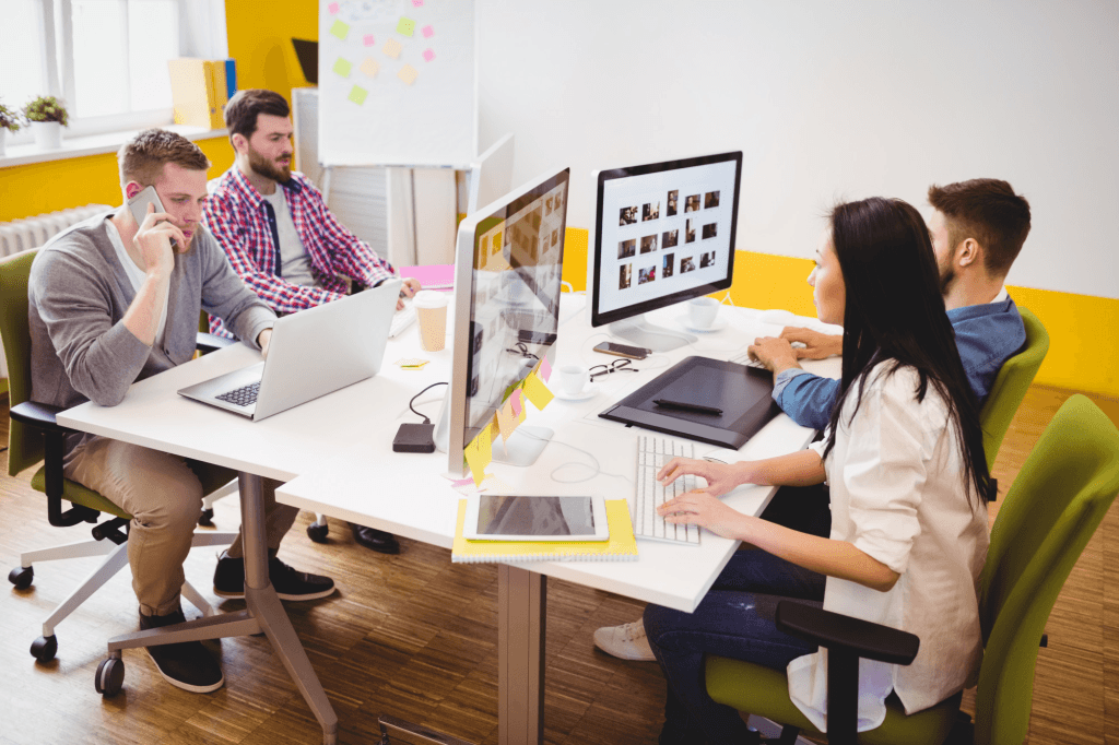 Web design agency team planning a lead-generating website strategy for a local business