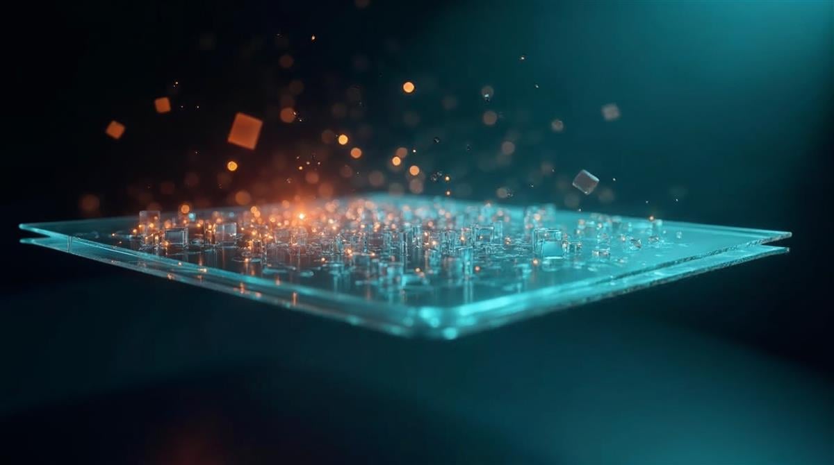 Web page scanned by light with structured data blocks lifting off, showing how AI reads a website