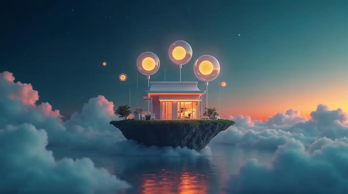 Small storefront connected by glowing threads to AI assistants, illustrating generative engine optimization