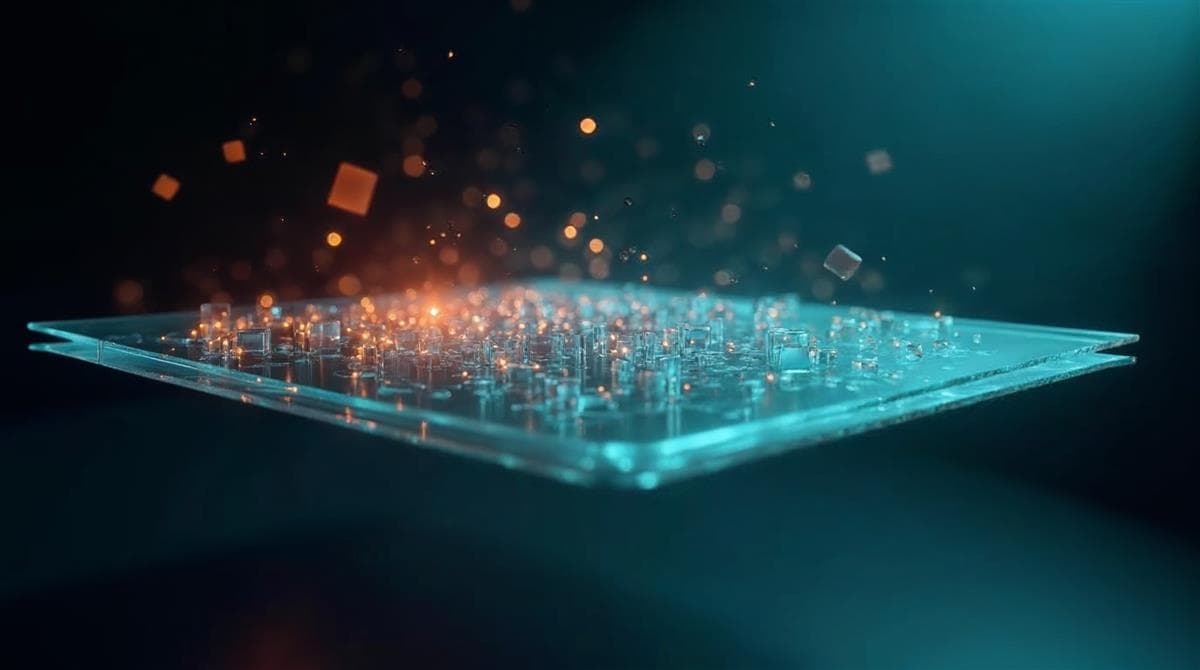 Web page scanned by light with structured data blocks lifting off, showing how AI reads a website